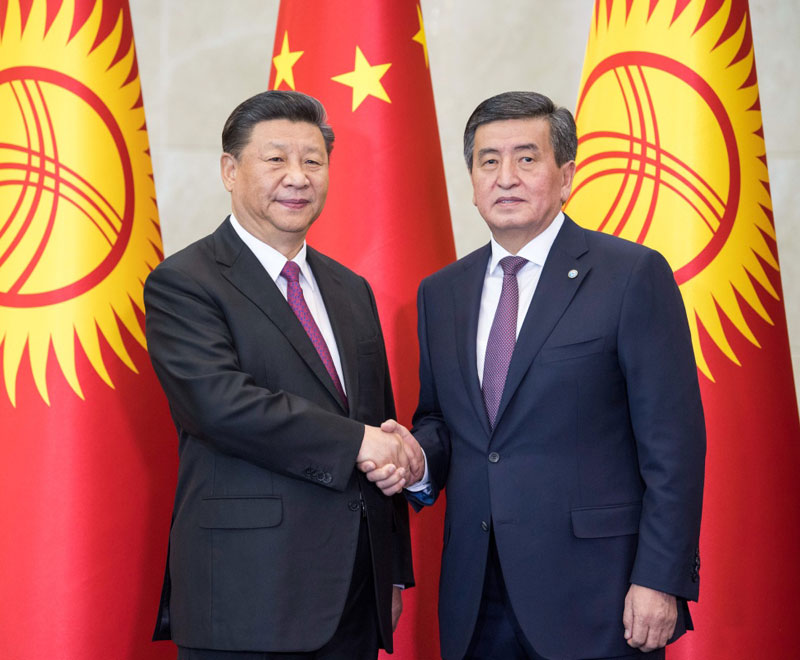 習(xí)近平同吉爾吉斯斯坦總統(tǒng)熱恩別科夫會(huì)談